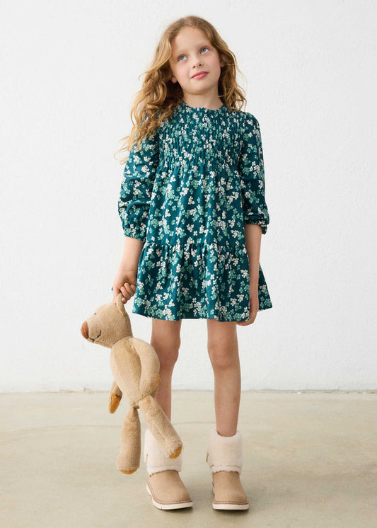 Gedrucktes Samtkleid für Mädchen