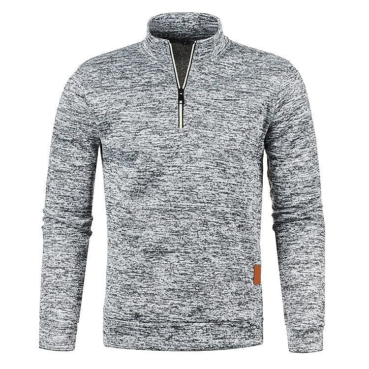 Men's Stand Collar Half Zip Long Sleeve Thin Fleece Sweater