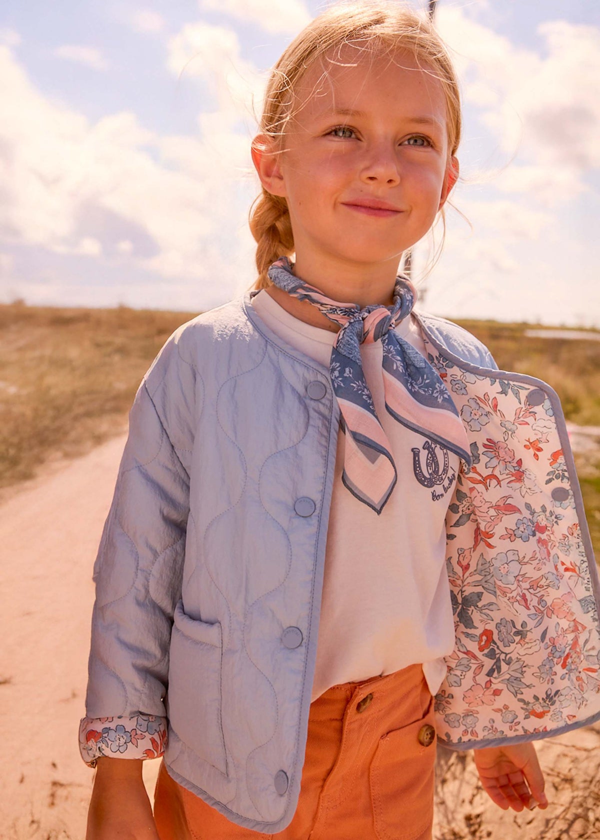 Reversible quilted jacket for girls