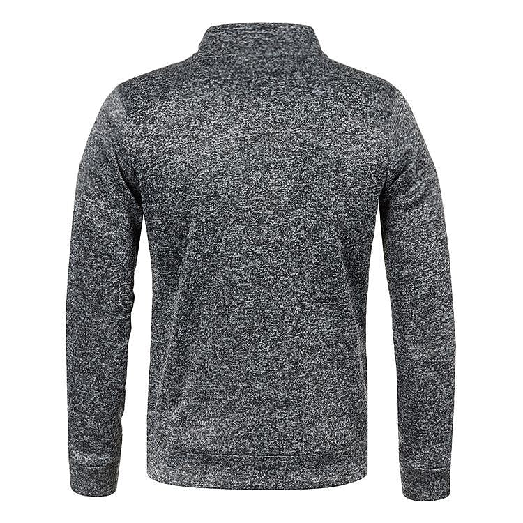 Men's Stand Collar Cardigan Long Sleeve Thin Fleece Sweater