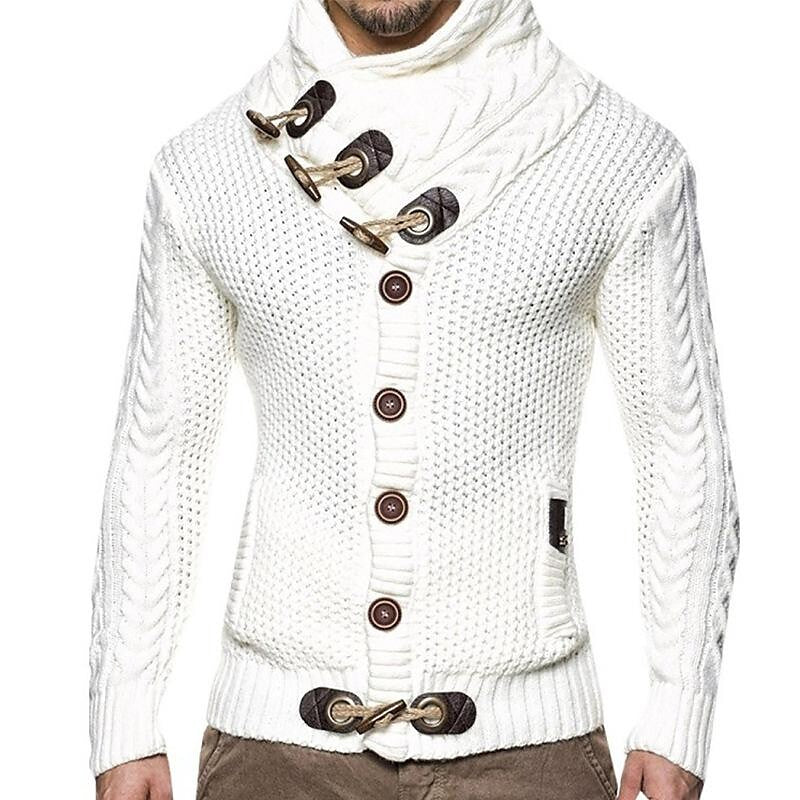 Herren Vintage Schalkragen Knopf Strickjacke Pullover