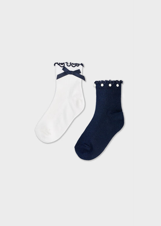 Set of 2 bow socks for girls