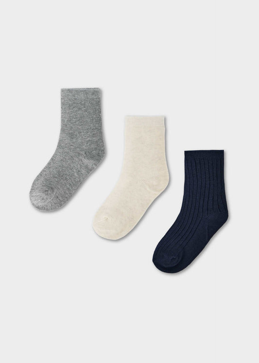 Set of 3 plain socks for boys
