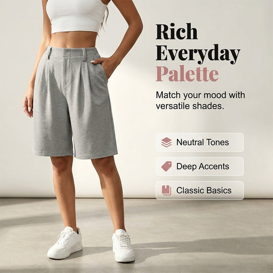 Women's High Waisted Pleated Casual Shorts