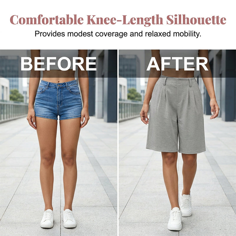 Damen-Shorts mit hoher Taille und Faltenwurf