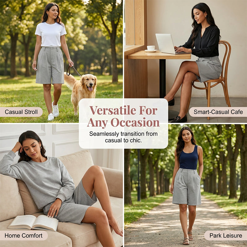 Damen-Shorts mit hoher Taille und Faltenwurf