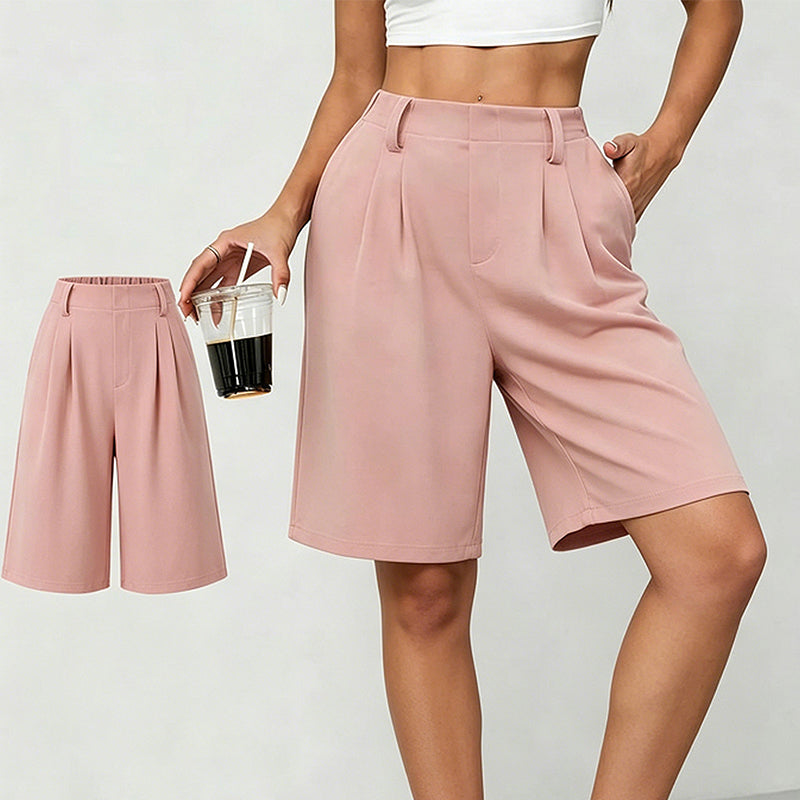 Damen-Shorts mit hoher Taille und Faltenwurf