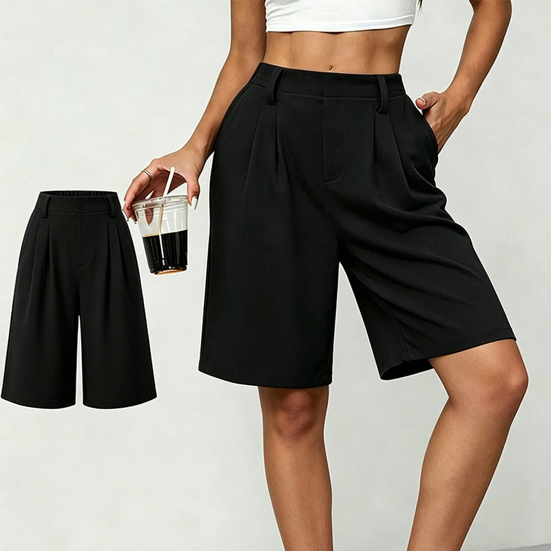 Damen-Shorts mit hoher Taille und Faltenwurf