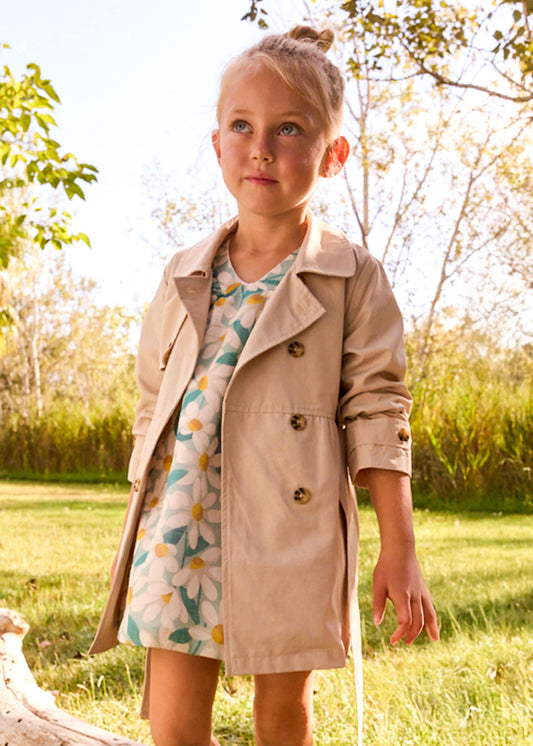 Trench coat with belt for girls