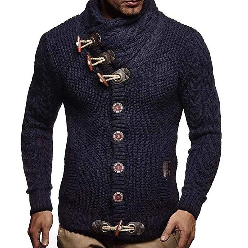 Herren Vintage Schalkragen Knopf Strickjacke Pullover